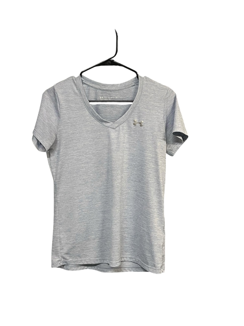 Under Armour HeatGear Tech Twist V-Neck Tee Women’s S Blue Heather Loose Fit